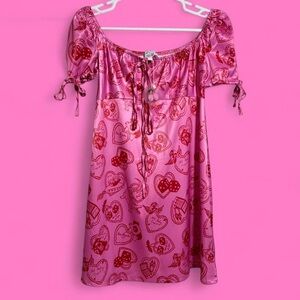 Pink Heart Valentine Mini Dress Cli Cli